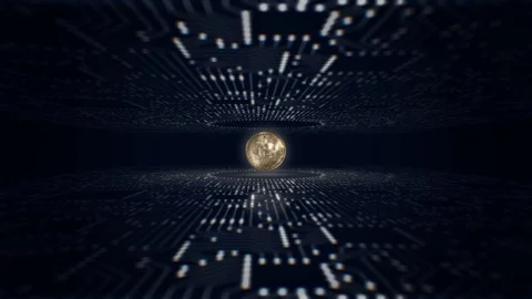 Bitcoin. Blockchain technology. Stock Footage