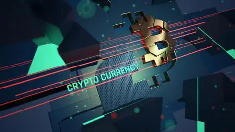 Bitcoin. Blockchain technology. Mining of crypto-currencies. 3D illustration. Stock Illustration