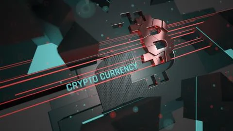 Bitcoin. Blockchain technology. Mining of crypto-currencies. 3D illustration. Stock Illustration