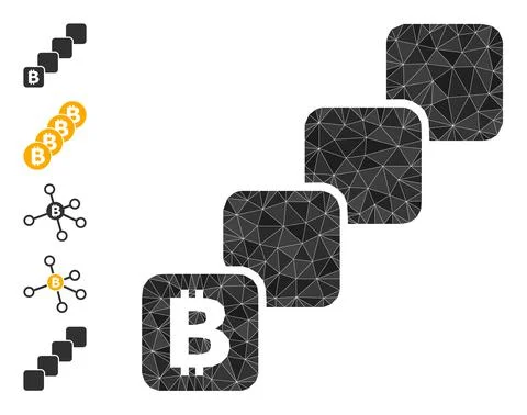 Bitcoin Blockchain Triangle Icon and Other Icons Stock Illustration
