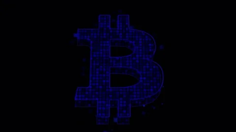 Bitcoin blue logo Stock Footage 83302622