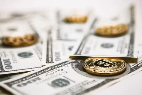 Bitcoin bottom view 库存照片