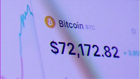 Bitcoin Breaks USD 72k Camera Pan Analog Look Stock Footage 267760683