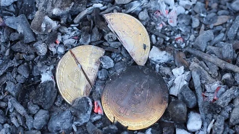 Bitcoin is broken on the ashes Video stock 90770972