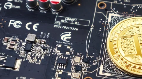 Bitcoin. BTC. Coin. Mining. Crypto currency. Stock Footage 83524154