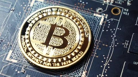 Bitcoin. BTC. Coin. Mining. Crypto currency. Stock Footage 83524186