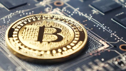 Bitcoin. BTC. Coin. Mining. Crypto currency. Stock Footage 83524193