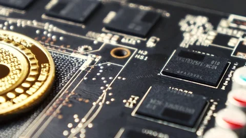 Bitcoin. BTC. Coin. Mining. Crypto currency. Stock Footage 83524219