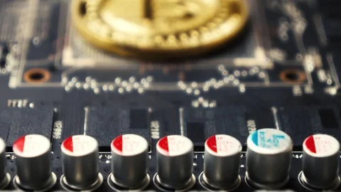 Bitcoin. BTC. Coin. Mining. Crypto currency. Stock Footage 83524233