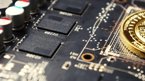 Bitcoin. BTC. Coin. Mining. Crypto currency. Stock Footage 83524297