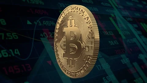 Bitcoin BTC Crypto Digital Currency Background Stock Footage 345654176