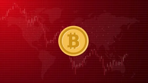 Bitcoin BTC crypto price going down market bearish crash downtrend candle Stock Footage 308474375