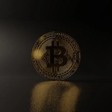 Bitcoin BTC Cryptocurrency 3D Render Gold Stock Illustration