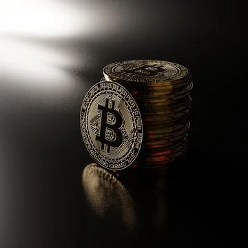 Bitcoin BTC Cryptocurrency 3D Render Gold Money Digital Stock Illustration