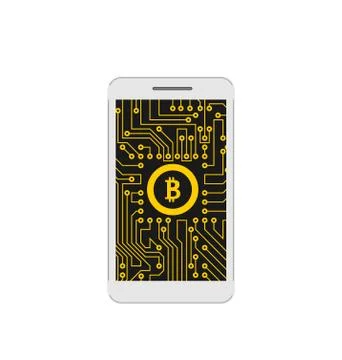 Bitcoin, BTC, CryptoCurrency, Concept of Mining Digital Money, Bit-Coin and Illustrazione stock