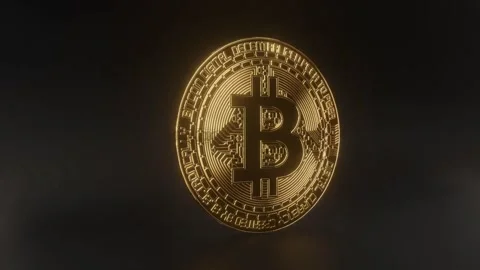 Bitcoin BTC Cryptocurrency Cryptography 3D Render Gold Animation Stock Footage 155688725