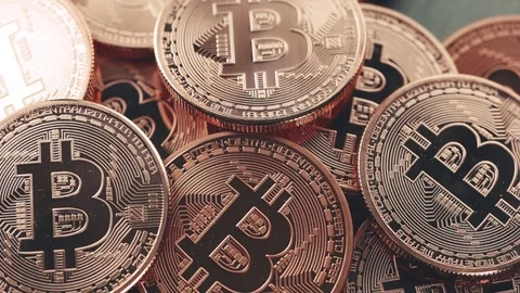 Bitcoin BTC the new virtual internet Cryptocurrency Stock Footage 82794254