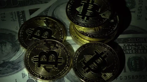 Bitcoin BTC the new virtual internet Cryptocurrency Stock Footage 86533485