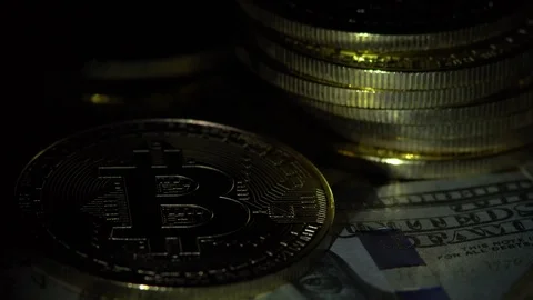 Bitcoin BTC the new virtual internet Cryptocurrency Stock Footage 86533497