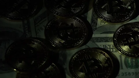 Bitcoin BTC the new virtual internet Cryptocurrency Stock Footage 87914686