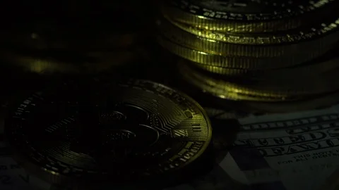 Bitcoin BTC the new virtual internet Cryptocurrency Stock Footage 87914768