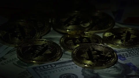 Bitcoin BTC the new virtual internet Cryptocurrency Stock Footage 87914791
