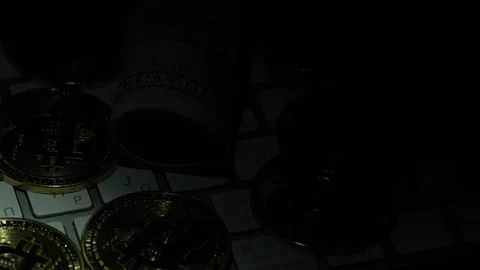 Bitcoin BTC the new virtual internet Cryptocurrency Stock Footage 87914849