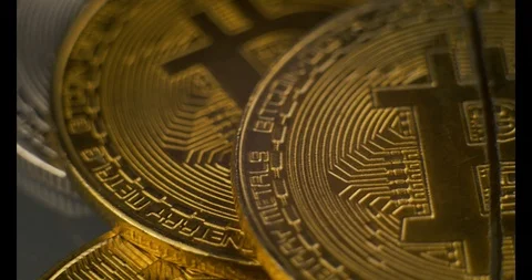 Bitcoin bubble burst / Bitcoin crash /Bitcoin game over / Broken bitcoin Stock Footage 86413124