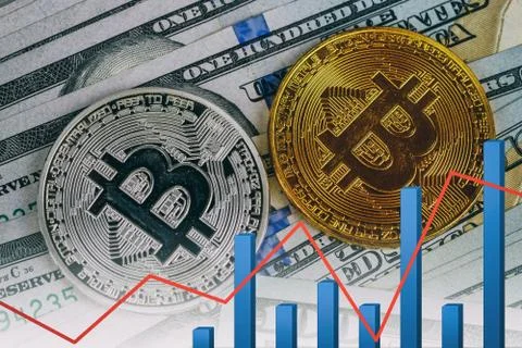 Bitcoin bubble risk of collapse concept Foto stock