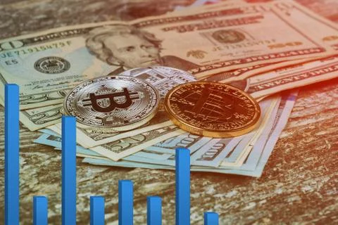 Bitcoin bubble risk of collapse concept Electronic money exchange concept US Foto stock