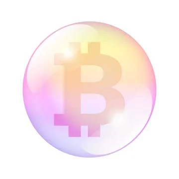 Bitcoin bubble, visual metaphor for an economic or financial bubble Stock Illustration