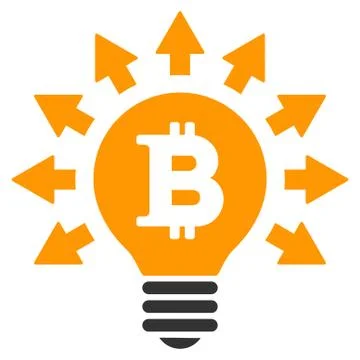 Bitcoin Bulb Rays Flat Icon Illustrazione stock
