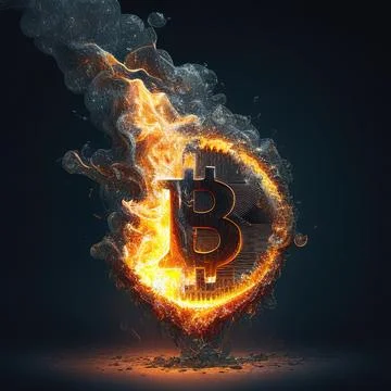 Bitcoin burning logo icon Stock Illustration