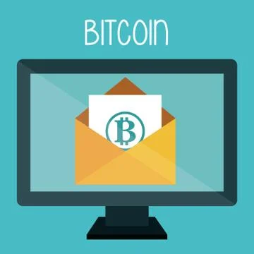 Bitcoin business with desktop computer Stock Illustration