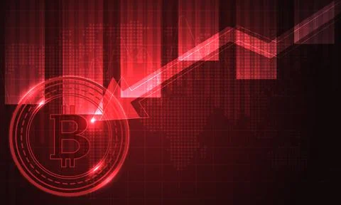 Bitcoin business going down. Bitcoin on red graph. Bitcoin crashing backgroun Stock Illustration