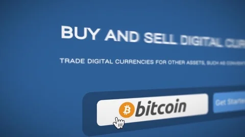Bitcoin button get starter, start investing in digital currency Stock Footage 81529256