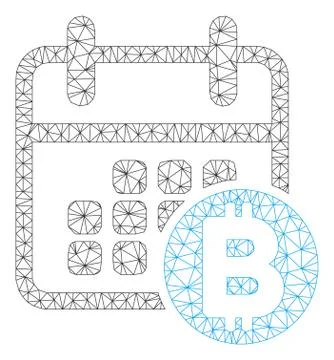 Bitcoin Calendar Vector Mesh Network Model 스톡 일러스트