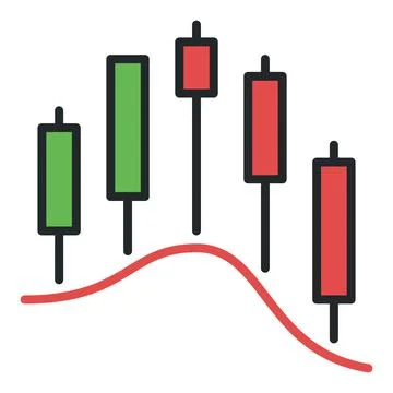Bitcoin Candlestick Chart vector financial charts colored icon or design el.. Ilustración de archivo