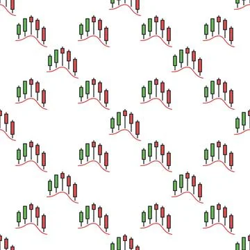 Bitcoin Candlestick Chart vector financial charts colored seamless pattern Illustrazione stock