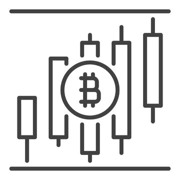 Bitcoin Candlestick Charts vector Technical Analysis icon or symbol in outl.. Illustrazione stock