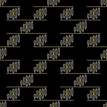 Bitcoin Candlestick Charts vector Technical Analysis seamless pattern in ou.. 스톡 일러스트
