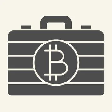 Bitcoin case solid icon. Portfolio with crypto coins vector illustration Stock-Illustration