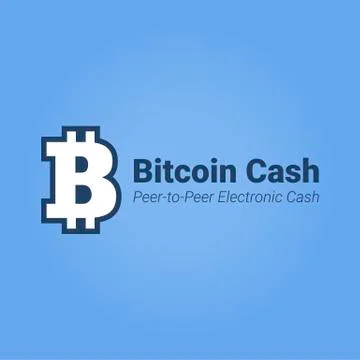 Bitcoin cash flat icon with title isolated on blue background. Stock Illustration