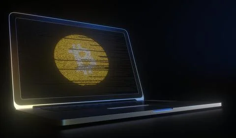 Bitcoin cash logo made with computer code on the laptop screen. Cryptocurrency Stock Illustration