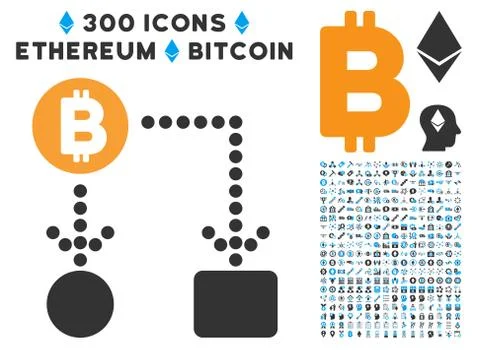 Bitcoin Cashflow Flat Icon with Collection Stockillustratie