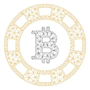Bitcoin Casino Chip Vector Mesh Network Model 스톡 일러스트