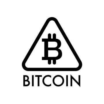 Bitcoin caution sign, symbol, vector illustration. Flat and outline design Stock Illustration