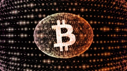 Bitcoin celebration concept, abstract motion footage, cryptocurrency technology. Stock Footage 145275763