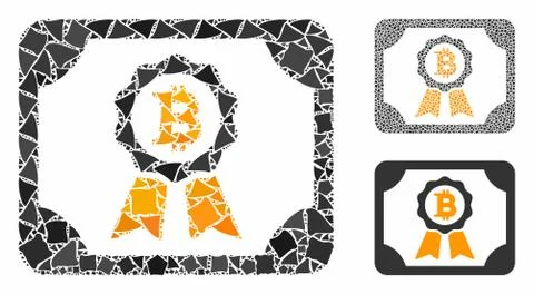 Bitcoin certificate Composition Icon of Rough Elements Illustrazione stock