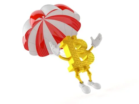 Bitcoin character with parachute Иллюстрация